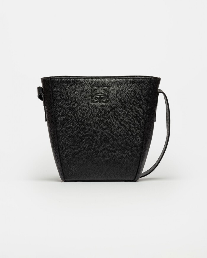 Cartera al Hombro Hana En Cuero Graneado Negro