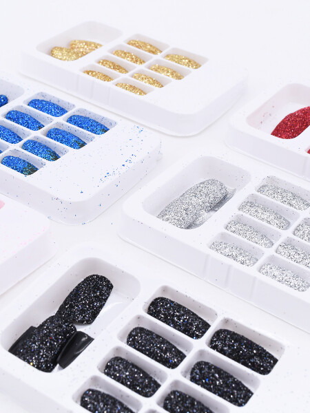 UÑAS POSTIZAS BRILLO GLITTER 4 O +