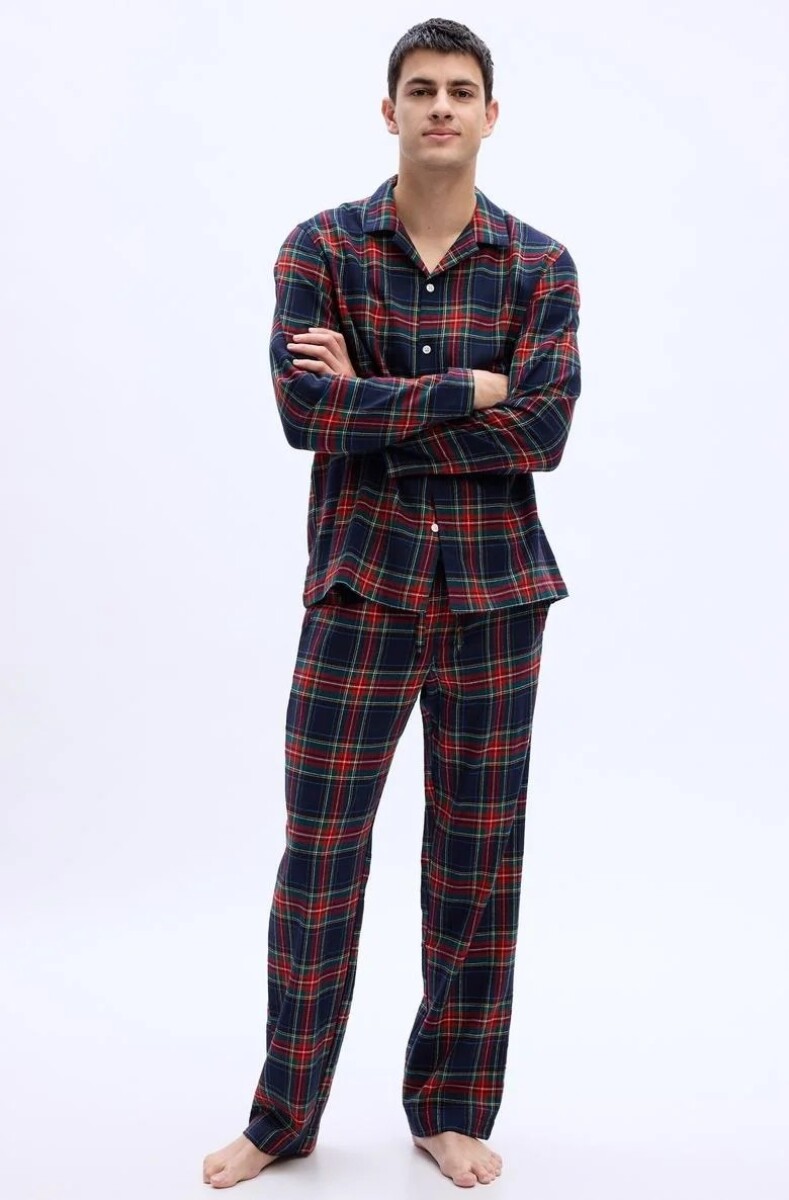 Pijama Conjunto Flannel Hombre - Fs Navy Tartan Plaid 