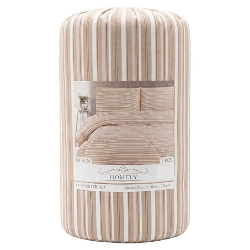 JGO EDREDON RAYA BEIGE QUEEN 270X240CM 3PZ Unica