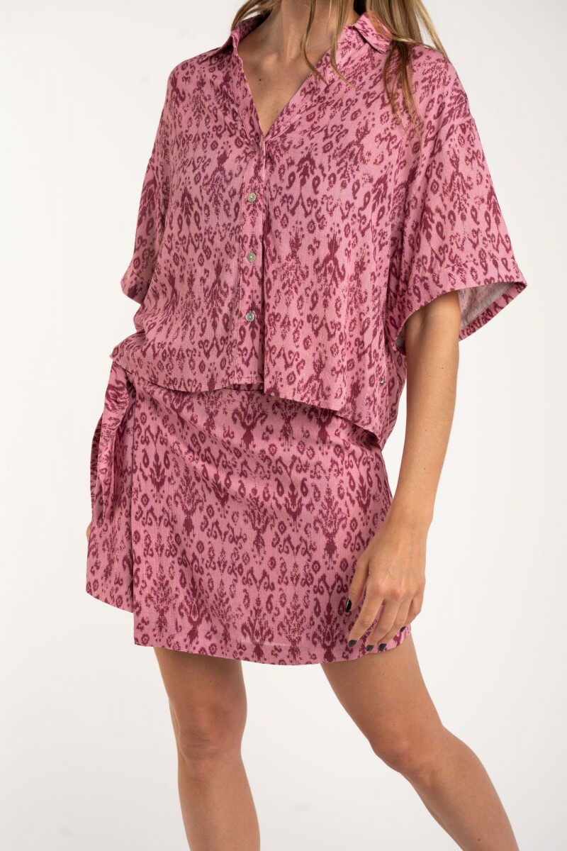Camisa Estampada Lurex Rosa