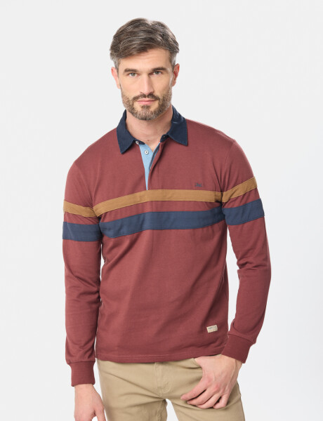 REMERA POLO RAYADA Bordo