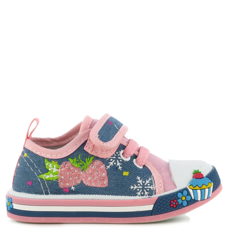 Championes de Niña Mini Miss Carol estampado con velcro TINA Azul Jean