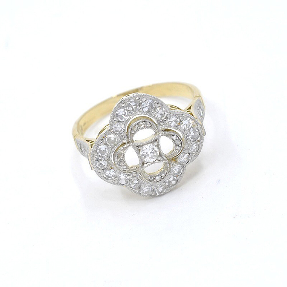 Anillo Oro 18K, Platino, Brillantes Y Diamantes Anillo Oro 18K, Platino, Brillantes Y Diamantes
