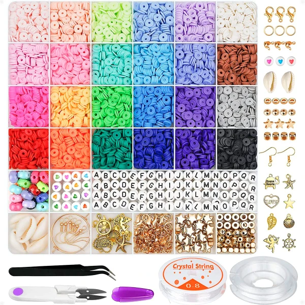Juego de 6000 Cuentas de Arcilla Polimérica Para Hacer Pulseras Juego de 6000 Cuentas de Arcilla Polimérica Para Hacer Pulseras