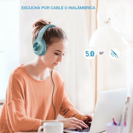 Auriculares Vincha Inalámbricos Bluetooth 5.0 Letscom H10 Celeste