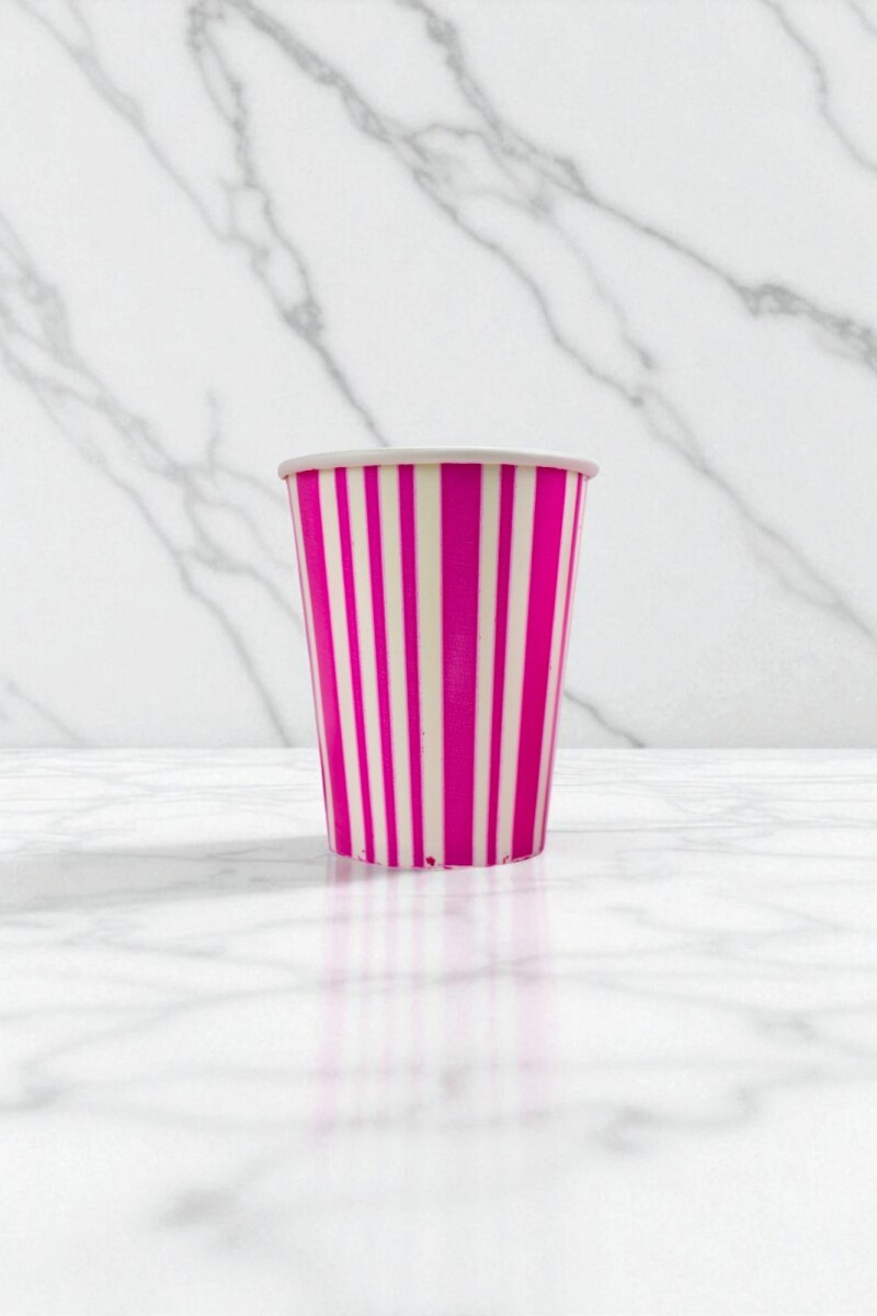 Vaso polipapel 8 oz - FUCSIA LINES 