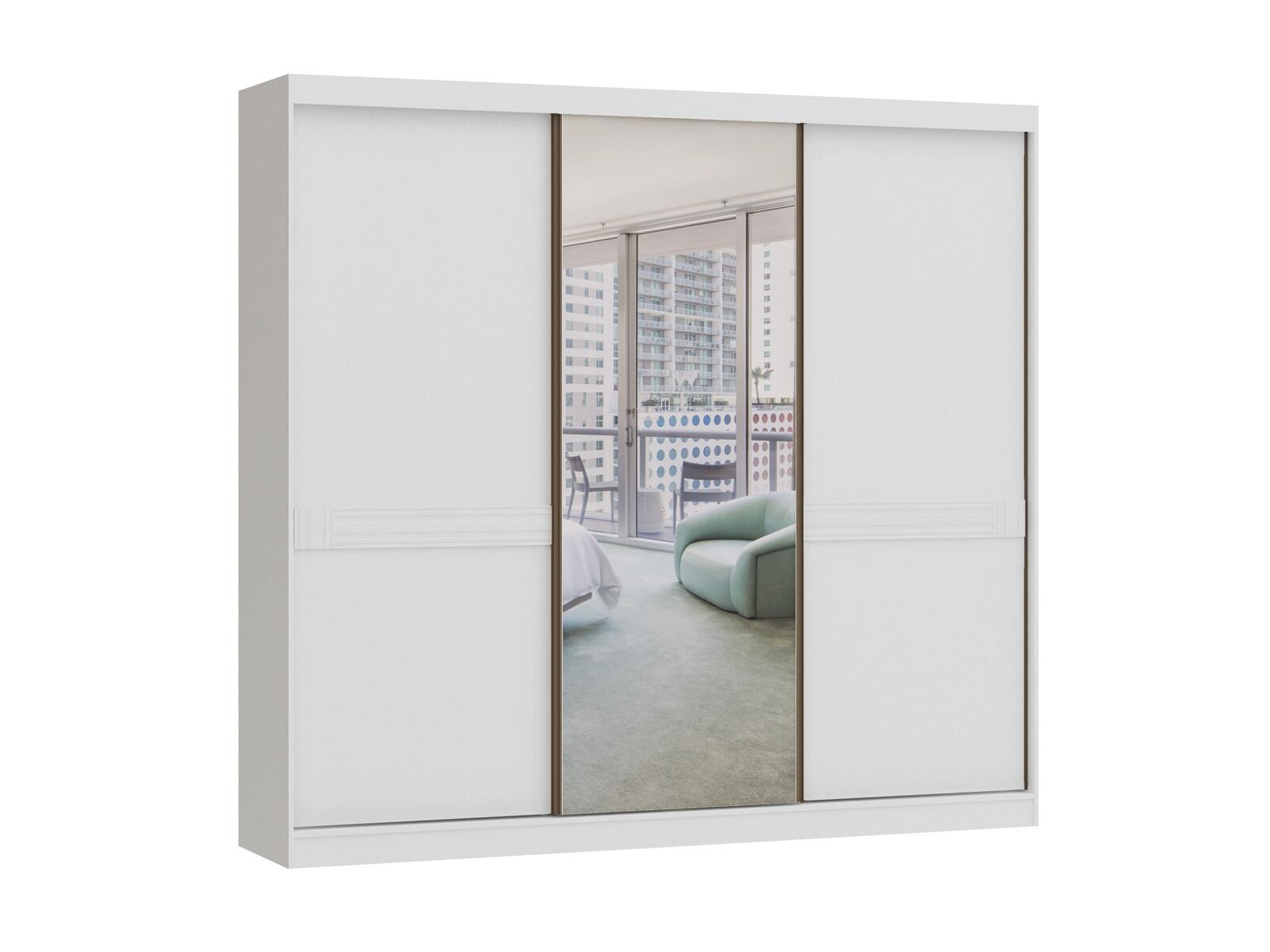 ROPERO IMPERIAL 3 PUERTAS MDF DE CORRER CON ESPEJO BLANCO 09271M-B 