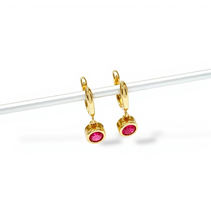 Caravanas Solitario colgante Rubí - Oro bajo - Rubí- CA8002 conpiedra