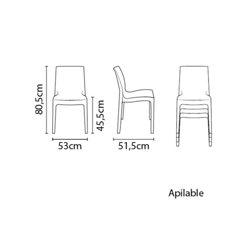 Silla apilable blanca ISABELLE con respaldo calado TD0620