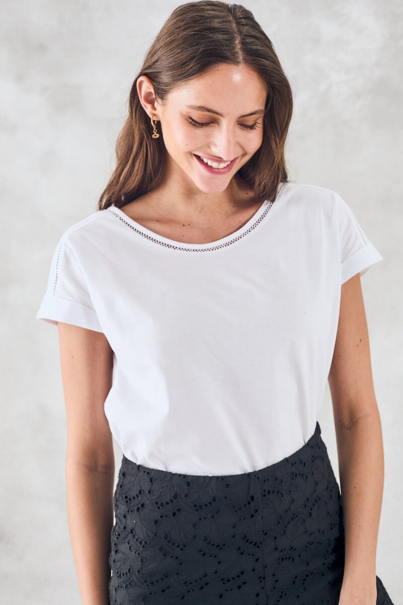 Remera Algodón Peinado Blanco
