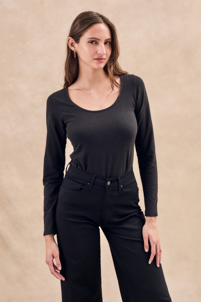 Remera Algodón Elastano Negro