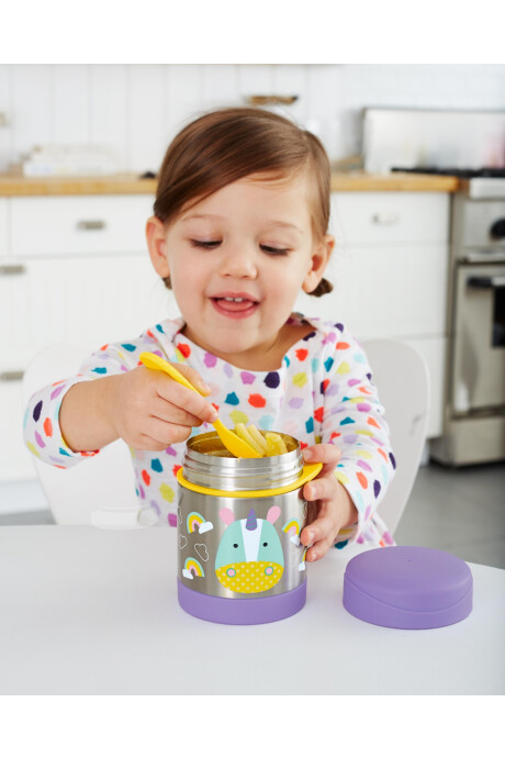 Tupper de acero inoxidable con cubierto, diseño unicornio Tupper de acero inoxidable con cubierto, diseño unicornio