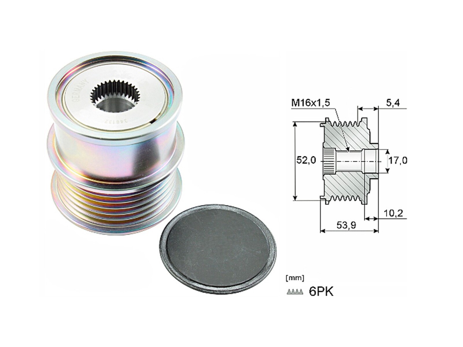 Polea Alternador Marcha Libre Audi Q2 Basic/Q3/A3/A1/A4 Seat Leon Sc Volks Tiguan/Golf/New Beetle 13-25 