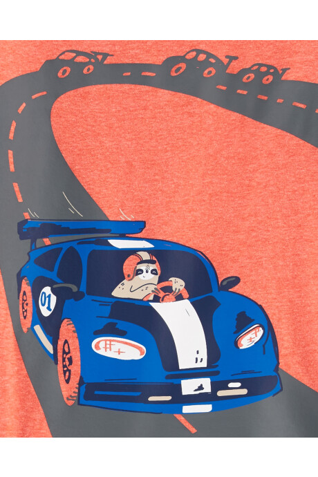 Set dos piezas pantalón y remera de algodón, estampa auto Sin color