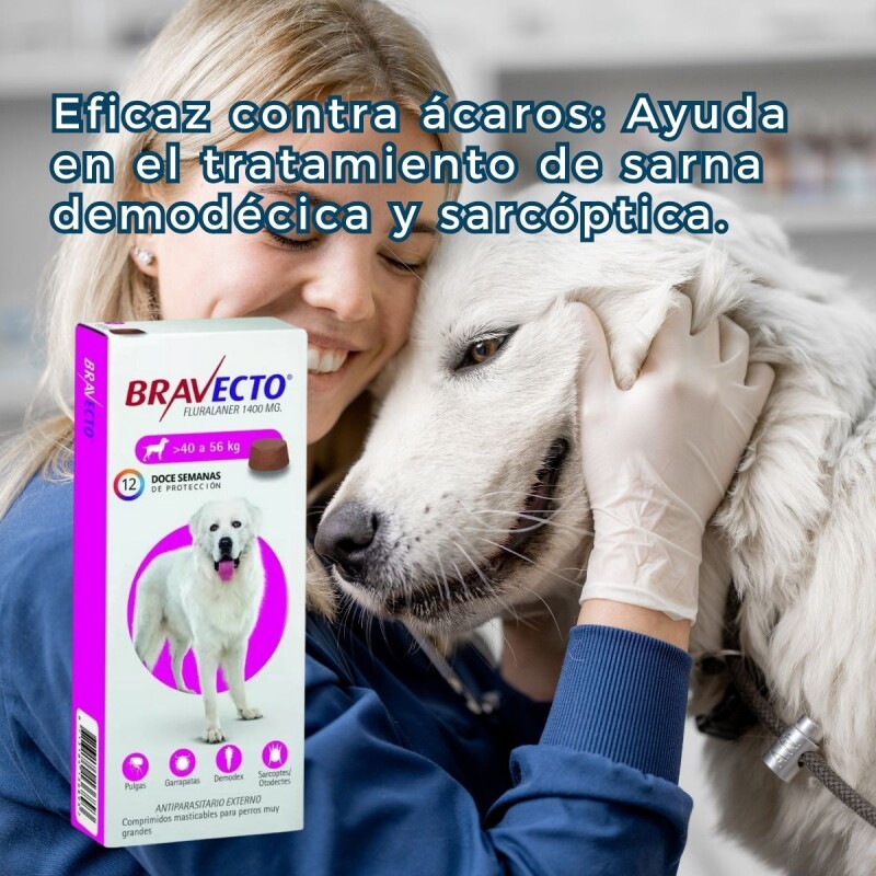 BRAVECTO ANTIPULGAS Y ANTIGARRAPATAS 40 A 56 KG