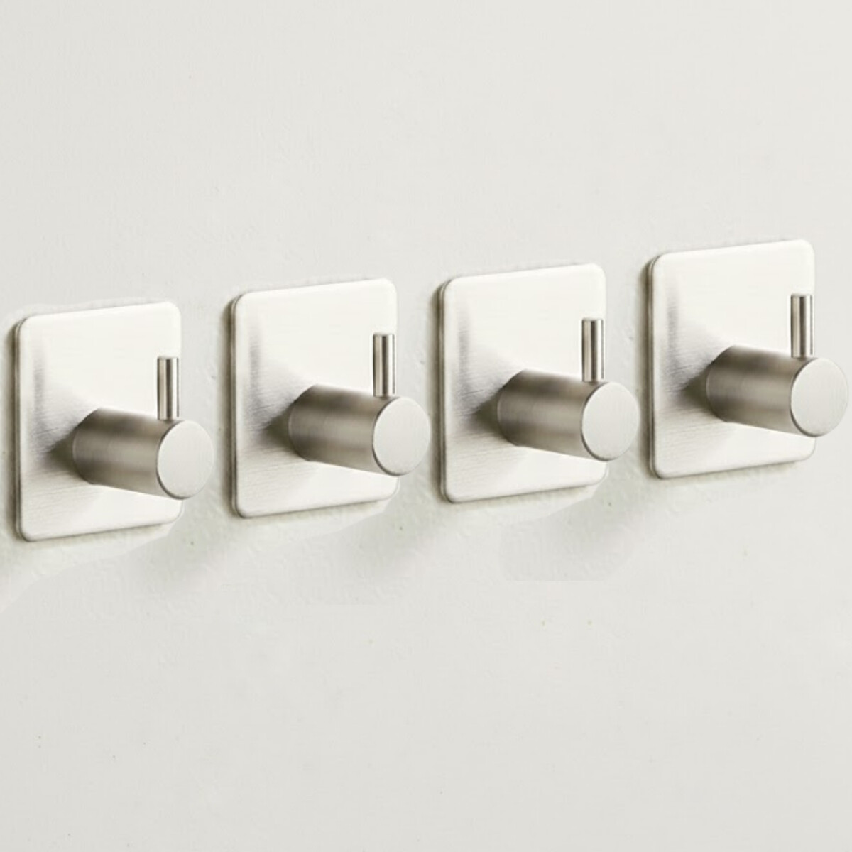 Kit 4 Ganchos perchero metálico adhesivo - PLATEADO 