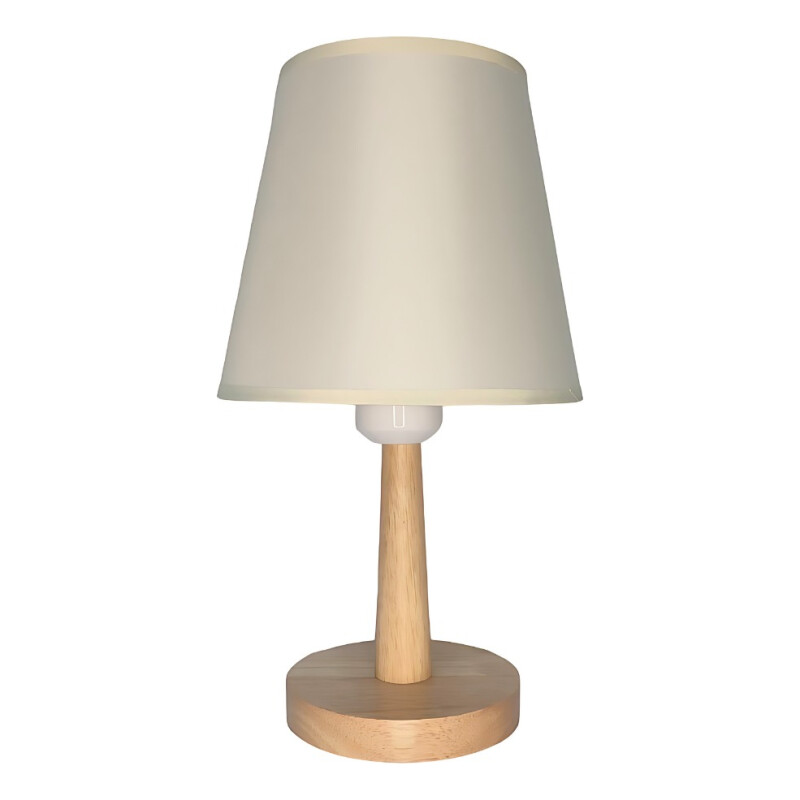 Lampara Portatil De Mesa Velador Nordica Madera Y Lino Cali Blanco