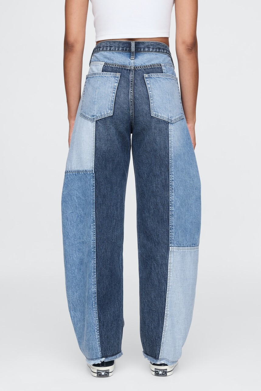 Jean Fast Barrel 2 Tonos Tiro Alto Mujer Medium Indigo 15