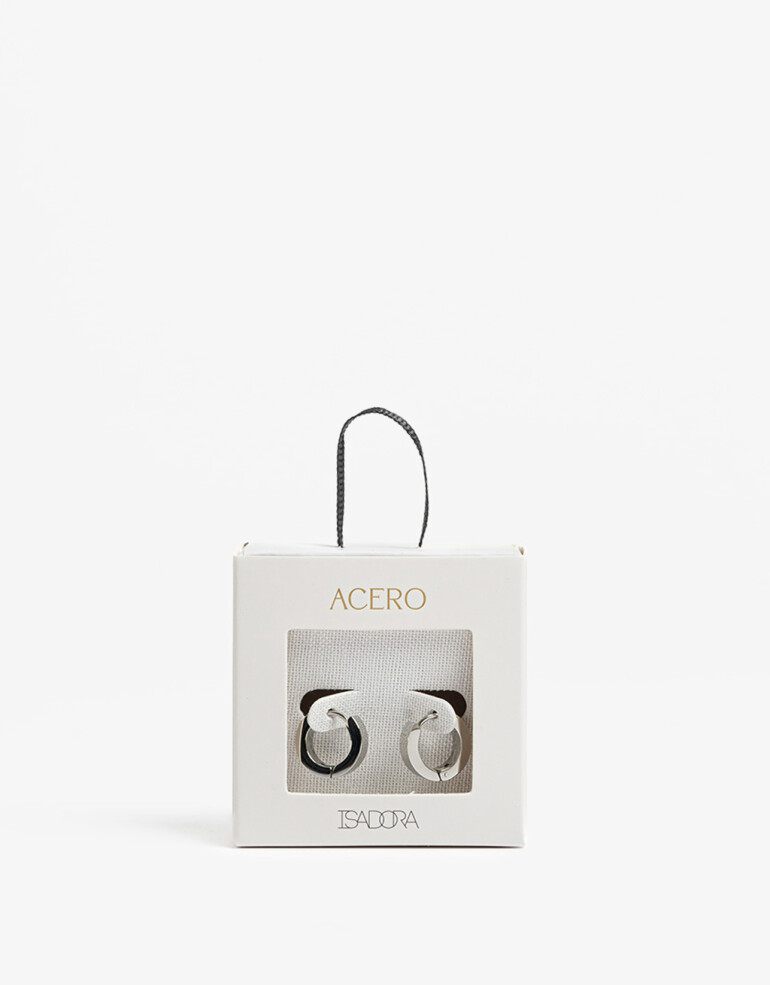 Aros Argollas Strass Argollas Acero Con Cubic - Plateado