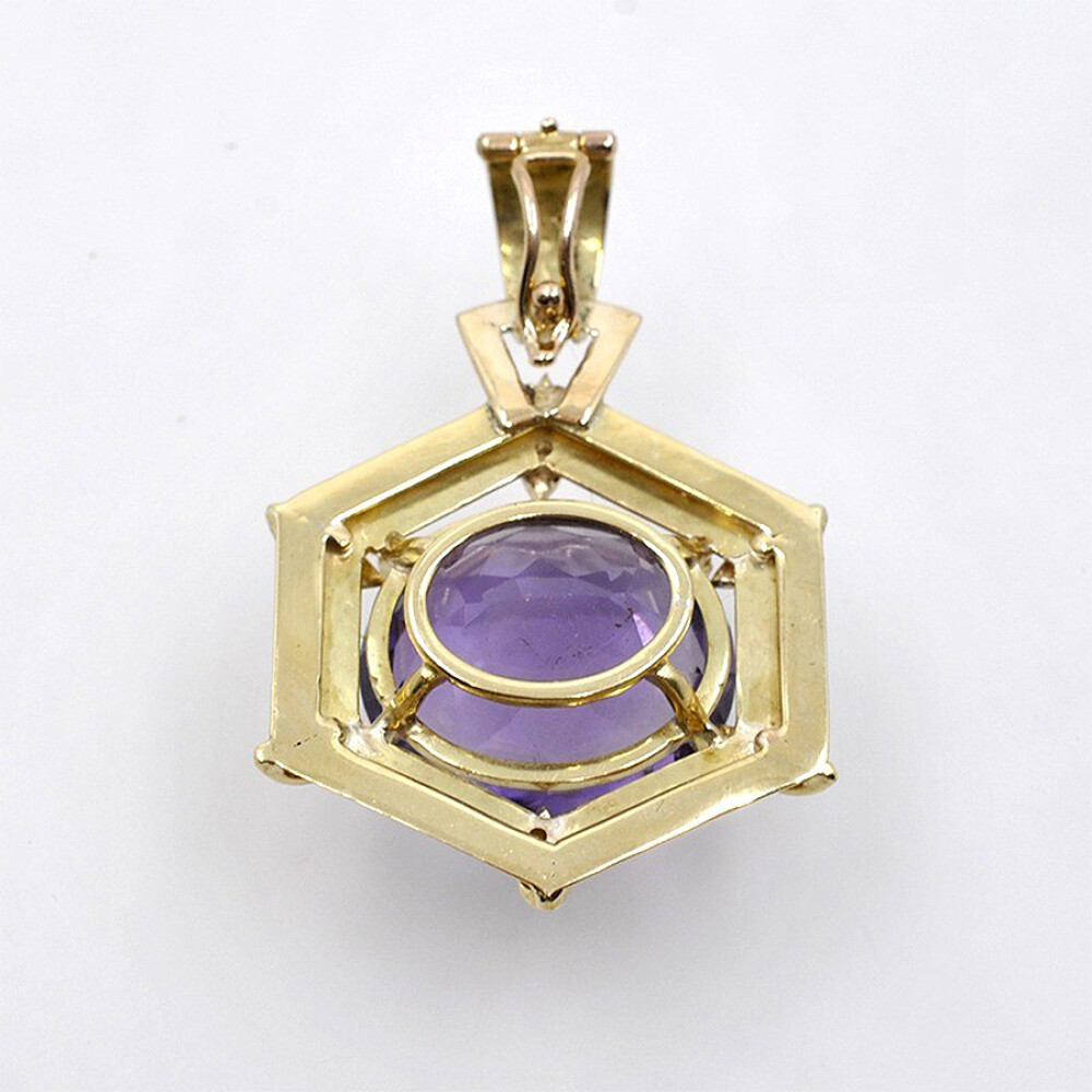 Colgante En Oro 18K, Amatistas Y Brillantes Colgante En Oro 18K, Amatistas Y Brillantes
