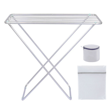 Set Tendedero Plegable Aluminio 5.91m + 2 Bolsas p/Lavarropa Plateado