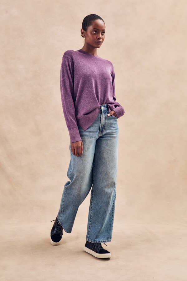 Sweater Texturado Lurex Violeta