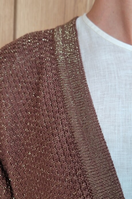 Ruana Samba Chocolate lurex dorado