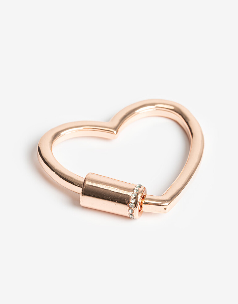 Llavero Metal Llavero Y Bag Charm Corazón - Dorado Oro Rosa