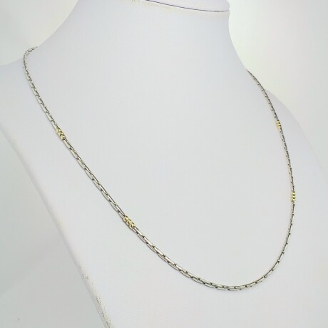Gargantilla de plata 925 con detalles de doublé en oro 18 ktes, 40cm.. Gargantilla de plata 925 con detalles de doublé en oro 18 ktes, 40cm..
