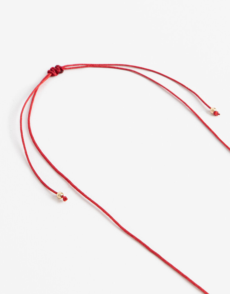 Collares Cortos Cordón Collar Corto Cordón Y Beads - Dorado