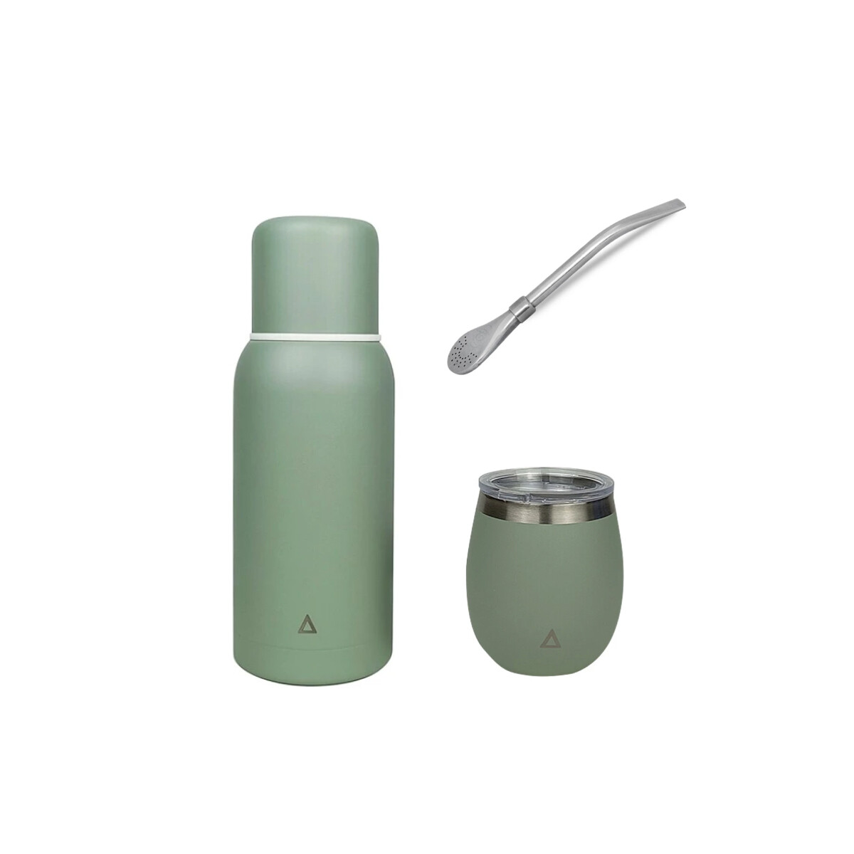 Kit matero verde, termo 750ml, mate y bombilla acero 