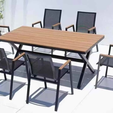 Juego de Jardín Aluminio Mesa Rectangular + 6 Sillas Textilina Juego de Jardín Aluminio Mesa Rectangular + 6 Sillas Textilina