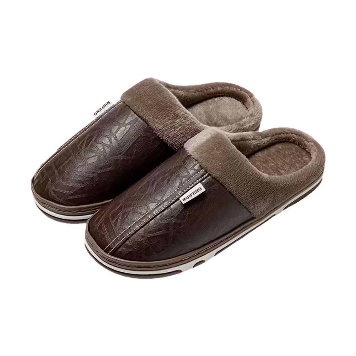 Pantufla De Cuerina Super Abrigadas Antideslizante Unisex - Marrón 