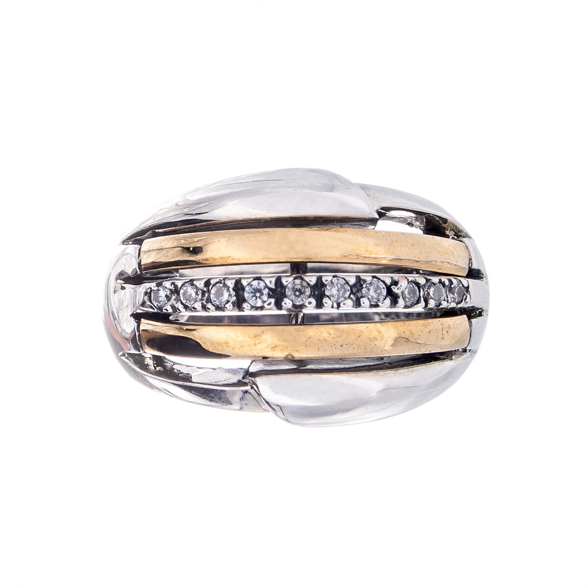 Anillo de plata 925 y double con circonia 