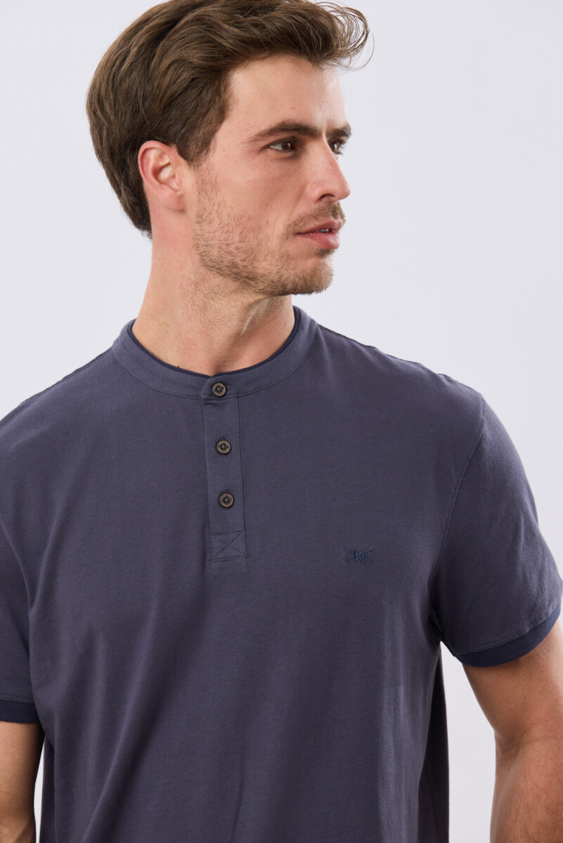 REMERA POLO CUELLO MAO - Azul 