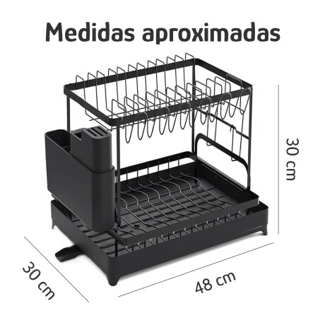 Escurridor 2 Niveles 5 en 1 Metal con Drenaje Automatico Negro