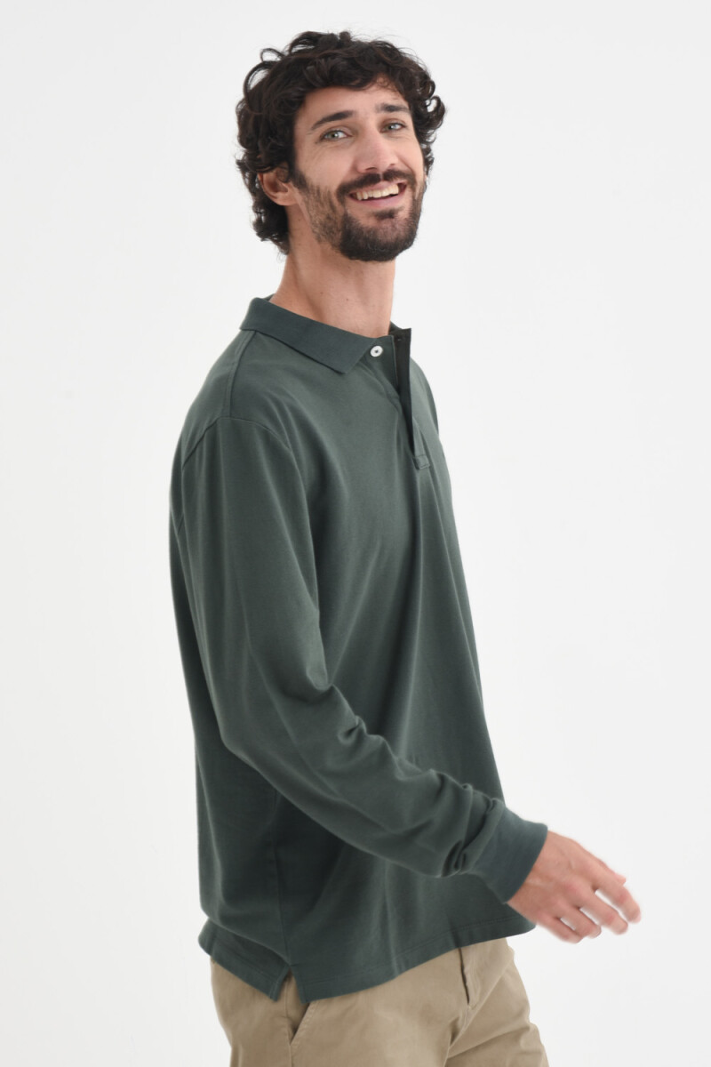 Camiseta manga larga polo Verde Seco