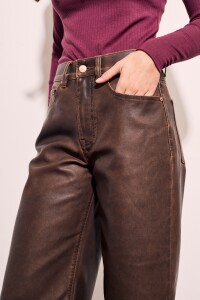 Jean Cuero Vegano Lavado Marron