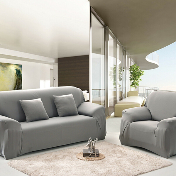 Cubre Sofa Elastico Elastizado Funda 4 Cuerpo Plaza Variante Color Gris Claro
