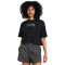 UA W BOXY CROP BRANDED SS-GRY BLK-001
