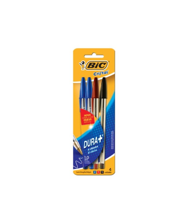 BOLIGRAFO BIC CRISTAL SURTIDA BLISTER X4U 2AZ/1RO/1NE S/C