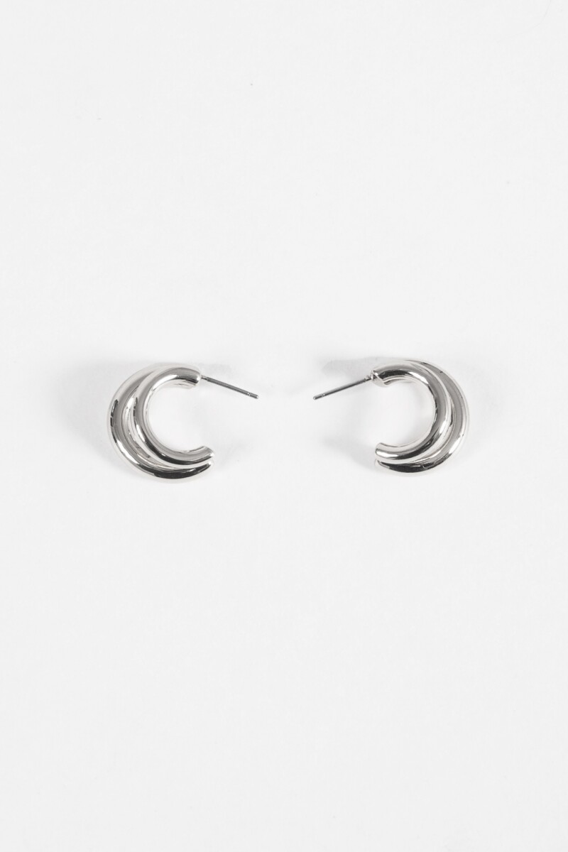 Aros doble metallic plateado