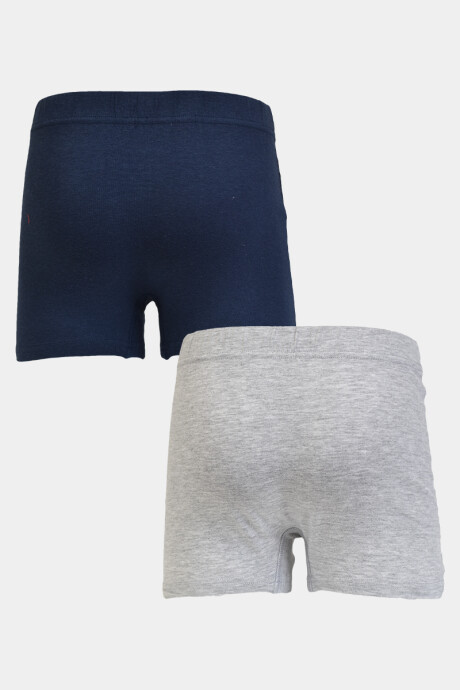 Pack x2 Boxer de niño con elástico forrado Azul Marino / Gris