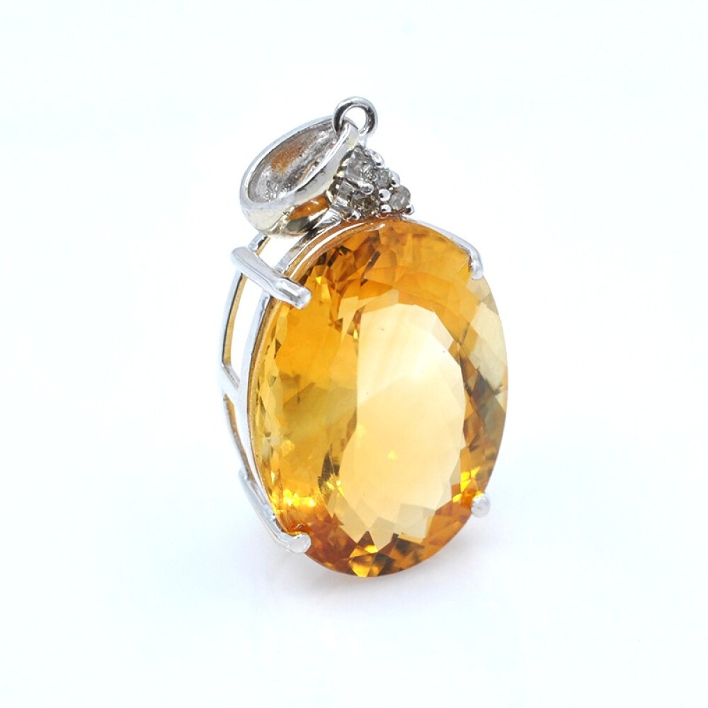 Colagante oro 14k blanco , citrino y brillantes Colagante oro 14k blanco , citrino y brillantes