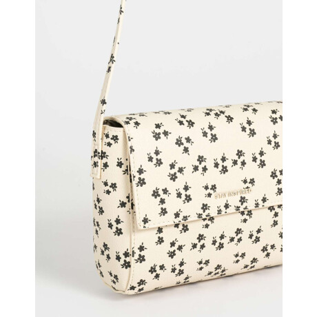 Bandolera Cuerina Solapa Estampado Flores