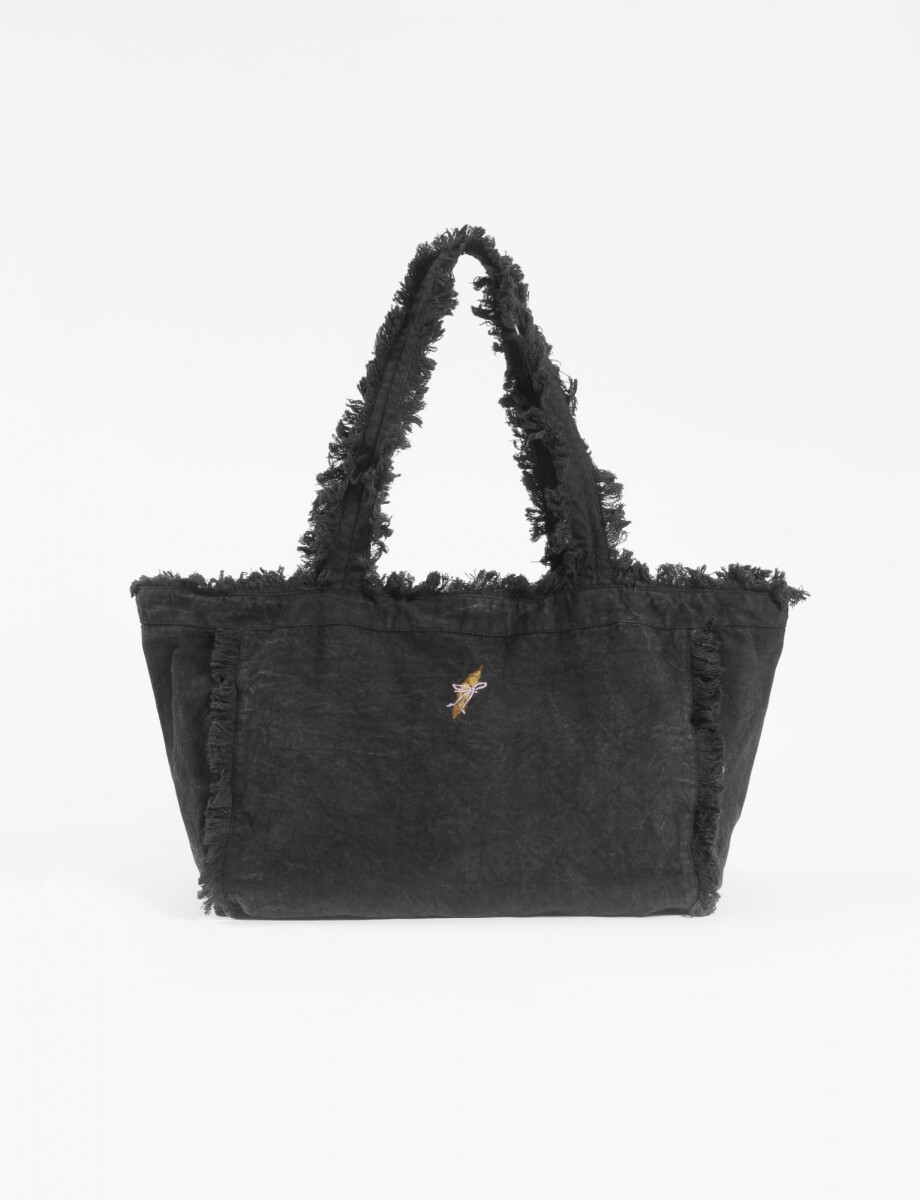 Bolso lavado con detalles deflecados - negro 