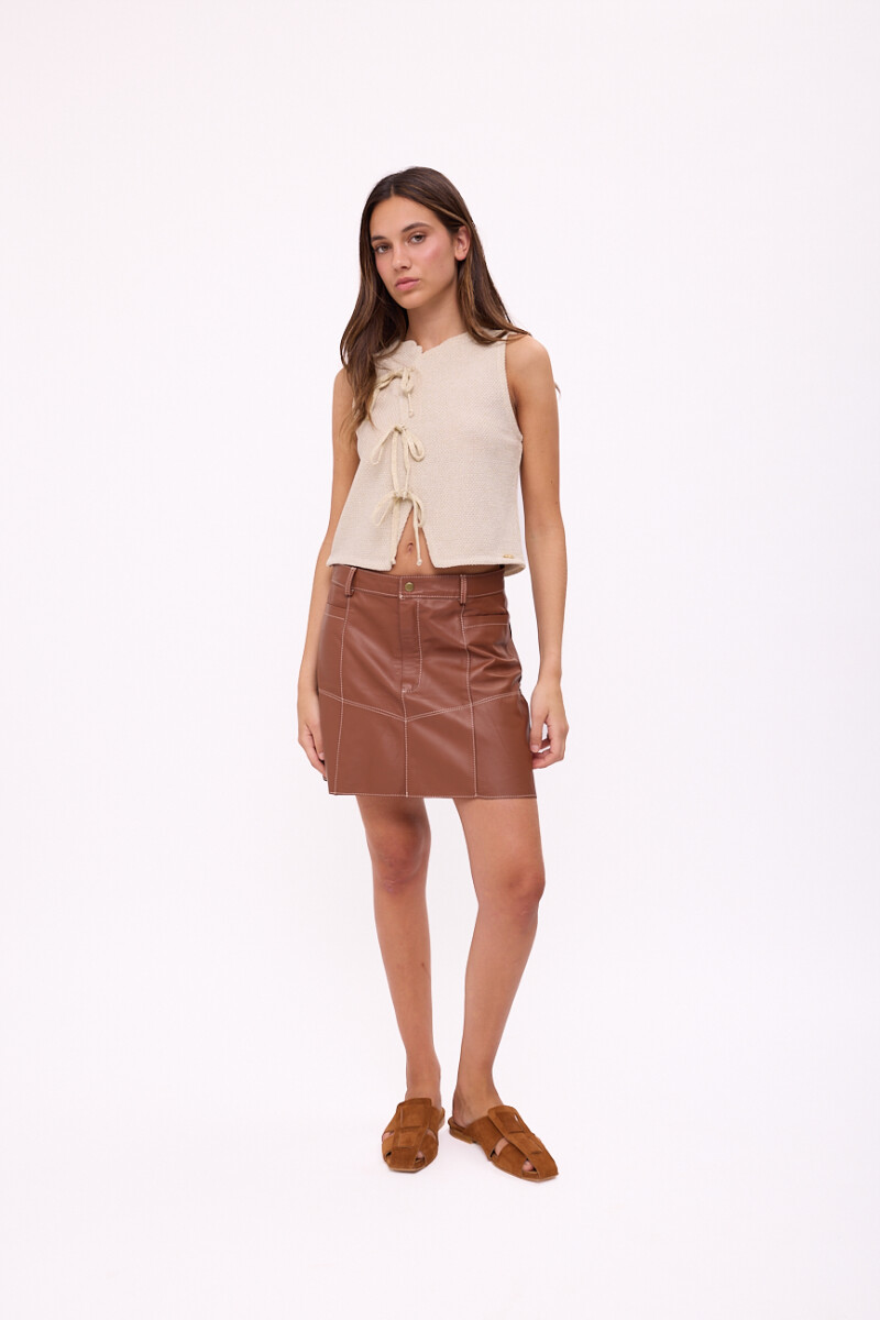 FALDA MINI COURO Camel