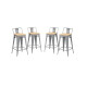 Pack 4 Taburetes Tolix con Respaldo y Asiento de Madera Lumax Gris