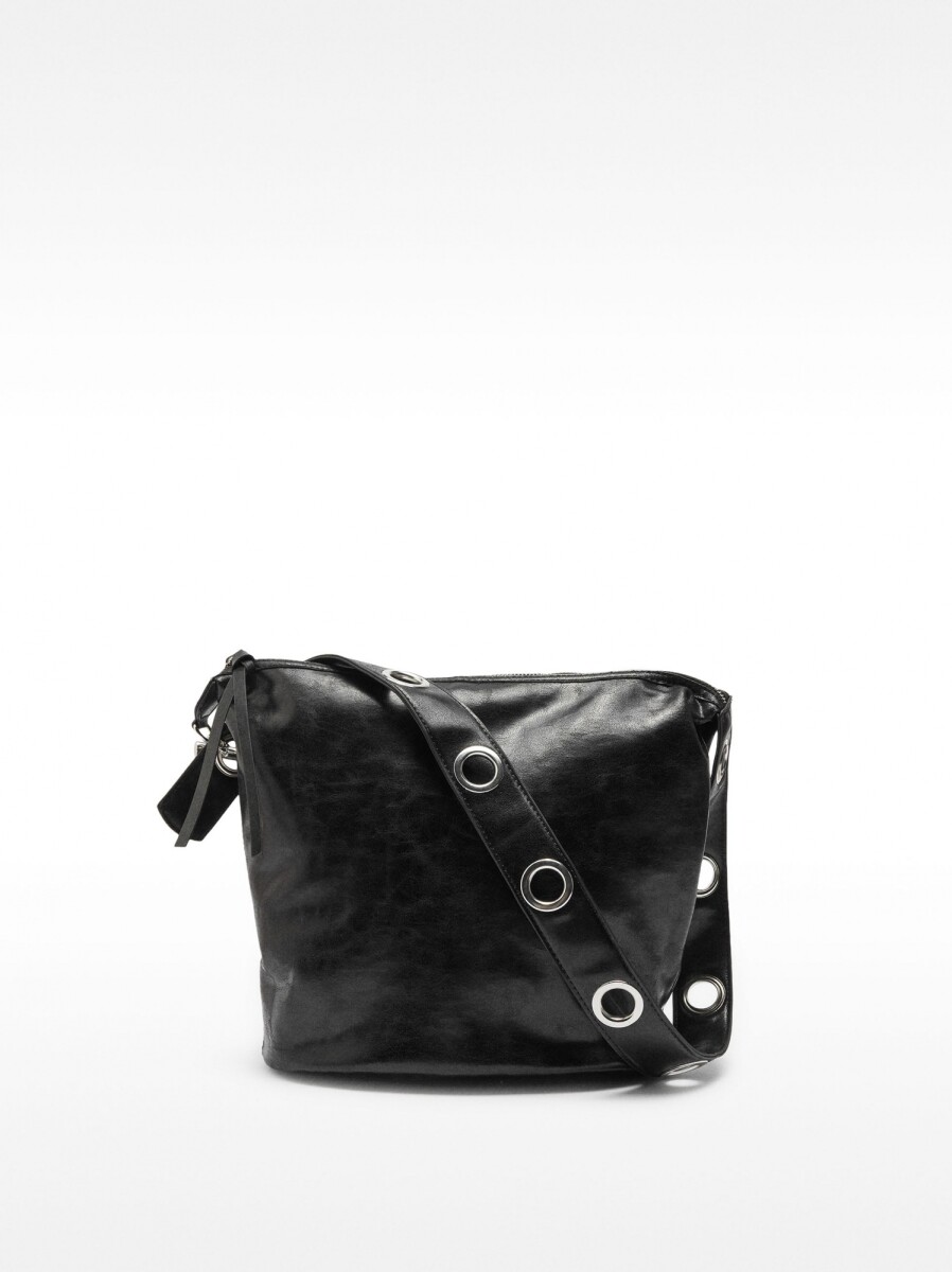 Bolso De Hombro Efecto Craquelado - negro 